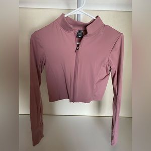 Vitality/Balance cropped zip with with thumb holes - rose pink